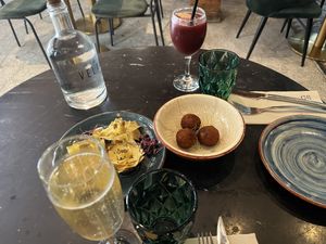 Artichoke flower and delicious mushroom croquettes   at Velada in Barcelona