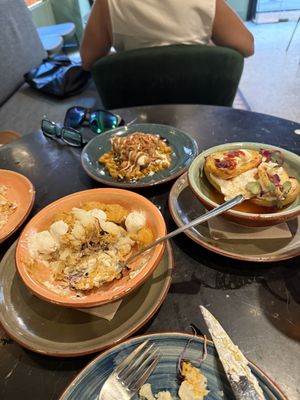Cauliflower tikka masala, Velada Bravas, samosa chaat  at Velada in Barcelona