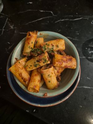 Aubergine rigatoni at Velada in Barcelona