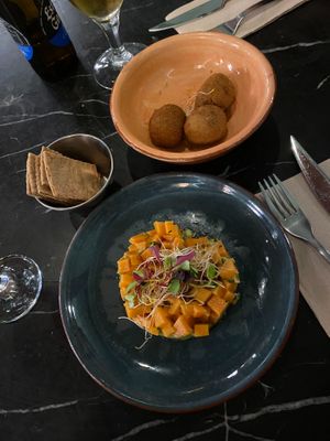 No Salmon Tartare & House Croquettes at Velada in Barcelona