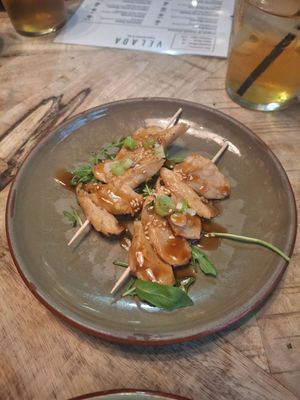 Teriyaki bites 7,5€, bit of a scam tbh at Velada in Barcelona
