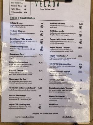 Menu as of May 26, 2026  at Velada in Barcelona