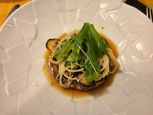 Eggplant and mushroom at Five Senses in Santorini