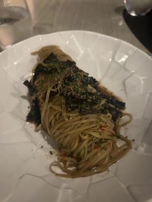 Truffle pasta   at Five Senses in Santorini