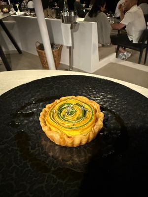 vegetable tart at Five Senses in Santorini
