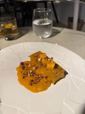 Amazing mango dessert.  at Five Senses in Santorini