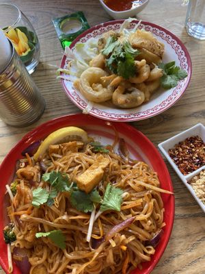 pad thai and vegetable tempura  at Two Thai  in Lancaster