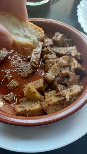 Seitan con chimichurri (buenisimo) at El Celler De Martorell in Martorell