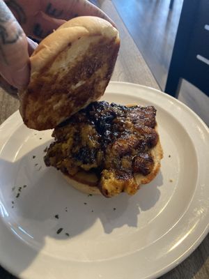 Inside of the jerk plantain   at Happy Cafe in Virginia Beach