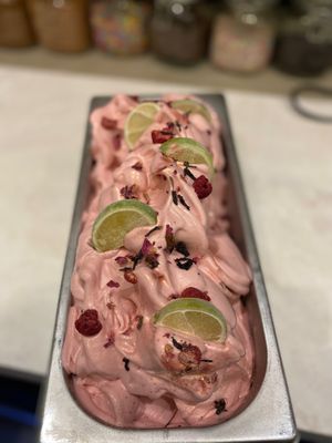 Raspberry lime sorbet at Minted Ice Cream in Glasgow