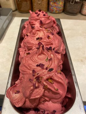 Raspberry lemonade sorbet  at Minted Ice Cream in Glasgow