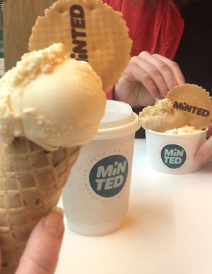 Coffee and vegan ice creamm  at Minted Ice Cream in Glasgow