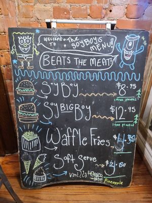 El menu at Soy Boys in Toronto