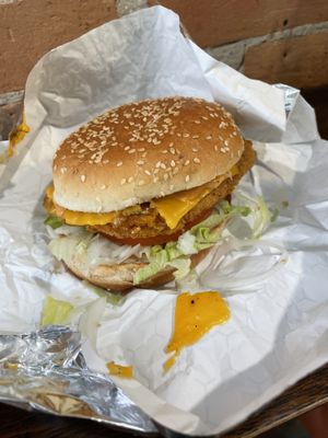 Chicken burger with cheesee  at Soy Boys in Toronto