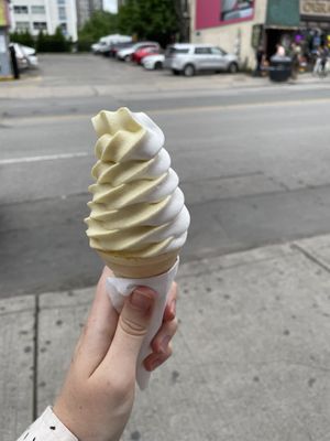 soft serve with both flavours   at Soy Boys in Toronto