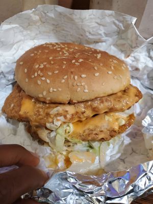 Double chicken burger combo at Soy Boys in Toronto