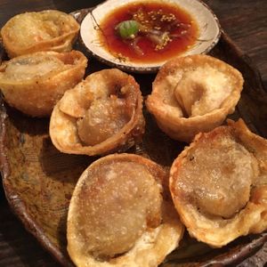 Vegan gyoza at Yakuzenshokudo Chabuzen in Tokyo