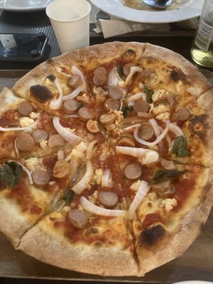 Our pizza  at Pizza Cucinova in Tokyo