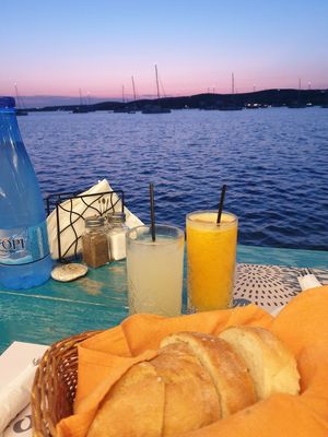 Bread, Freshly squeezed lemon juice,  at Aeoli Restaurant in Paros