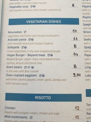 Part of menu June 2023 at Aeoli Restaurant in Paros