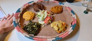 Tasty vegan platter for one at Mosob in Glasgow