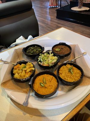 Vegan sample platter  at Mosob in Glasgow