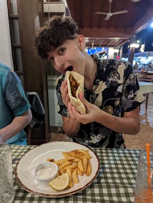 Vegan gyros (soya chunks) at Raphael's Restaurant in Ayia Napa
