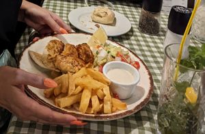 Vegan sausages in filo pastry (steflaki) at Raphael's Restaurant in Ayia Napa