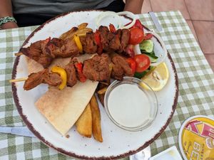 Souvlaki at Raphael's Restaurant in Ayia Napa