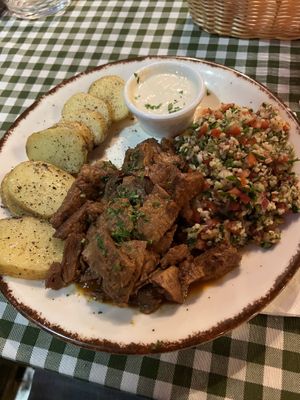 Vegan Afelia  at Raphael's Restaurant in Ayia Napa