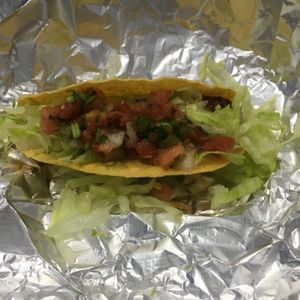 Tempeh hard taco (no dairy). at El Indio in Gainesville