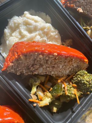Meatloaf, mashed potatoes and veggies  at Vegan Eats with Bri in Richmond
