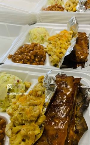 BBQ rib platter at Vegan Eats with Bri in Richmond