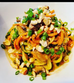 Raw vegan pad Thai  at Vegan Eats with Bri in Richmond