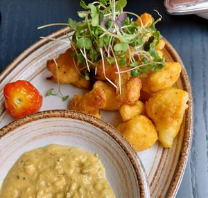 Cauliflower bites with delicious avocado tartar sauce at V-Spot in New Hope