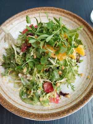 V-Spot salad with fruit, pine nuts, and lemon dressing at V-Spot in New Hope