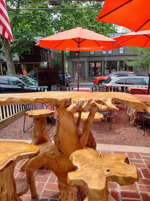 View of the street from inside at V-Spot in New Hope