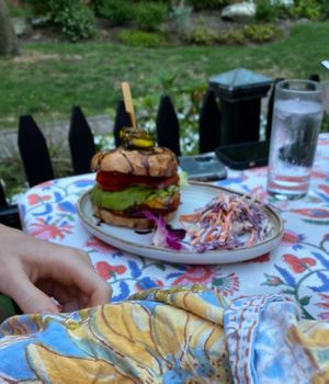 tuscany burger  at V-Spot in New Hope