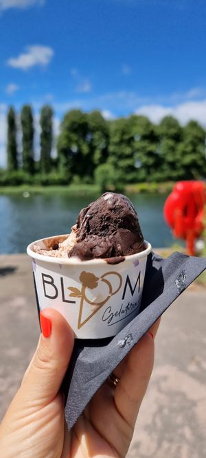 Vegan chocolate and amaretto gelato at Bloom in Kingston Upon Thames