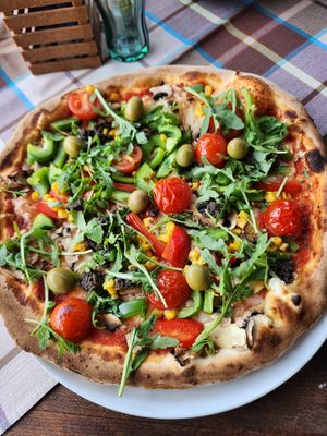 Vegan pizza with extra truffles at Papillon Restaurant & Pizzeria in Pula