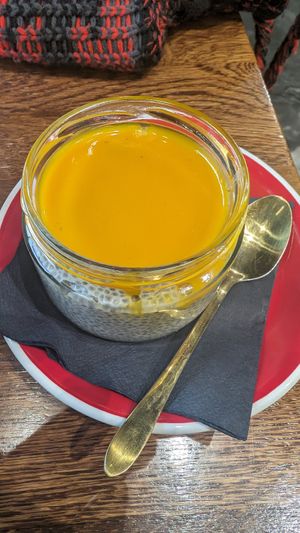 mango chia pudding at Freya Cafe in Warsaw