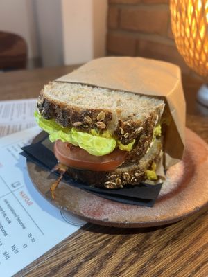 Sandwich with scrambled tofu  at Freya Cafe in Warsaw