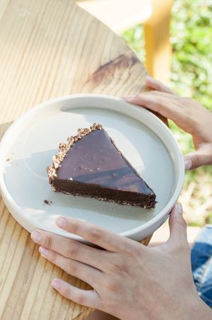 Nuestro amado postre pie de chocolate at Sin Karma in Santa Cruz