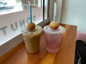 Lavender Latte and Pink Powerpuff at Dough Joy - SW Oregon in Seattle