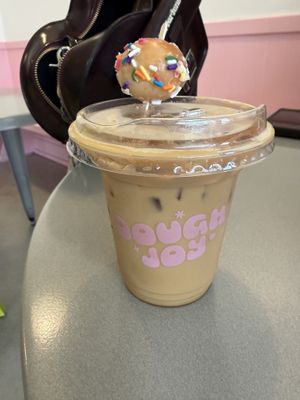 Iced latte  at Dough Joy - SW Oregon in Seattle