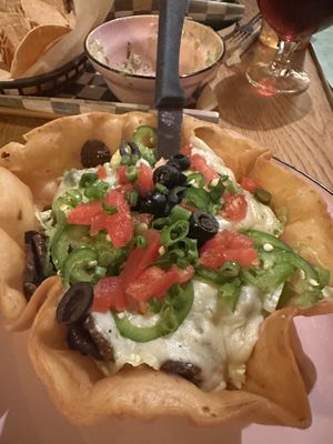 Vegan taco salad   at Camp Taco at Lost Forty Brewing in Little Rock