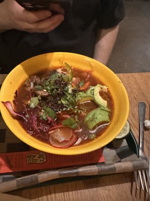 Vegan taco ramen   at Camp Taco at Lost Forty Brewing in Little Rock