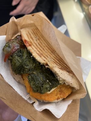  Vegan burger (more like sandwich) amazing.   at So Natural in Milan