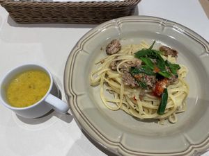 Pasta lunch set (+pumpkin soup )  at Whitely Kyoto in Kyoto