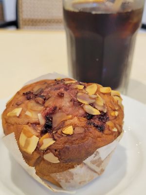 Berry muffin and iced coffee. at Whitely Kyoto in Kyoto